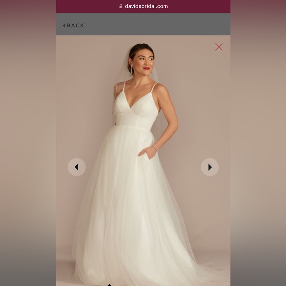 NWT Tulle Wedding Dress with Beaded Straps from David’s Bridal
